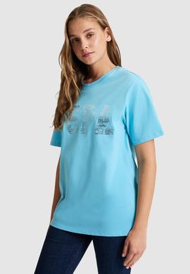 Kadın Aqua Bisiklet Yaka Basic Tişört - 50321690009