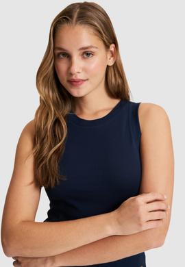 Kadın Lacivert Bisiklet Yaka Basic Tişört - 50321799059