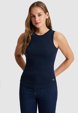 Kadın Lacivert Bisiklet Yaka Basic Tişört - 50321799059