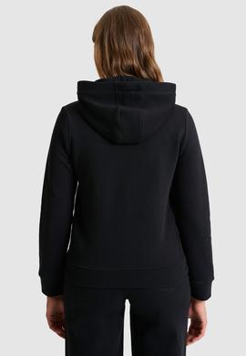 Kadın Siyah Kapüşonlu Fermuarlı Basic Sweatshirt - 50321806013