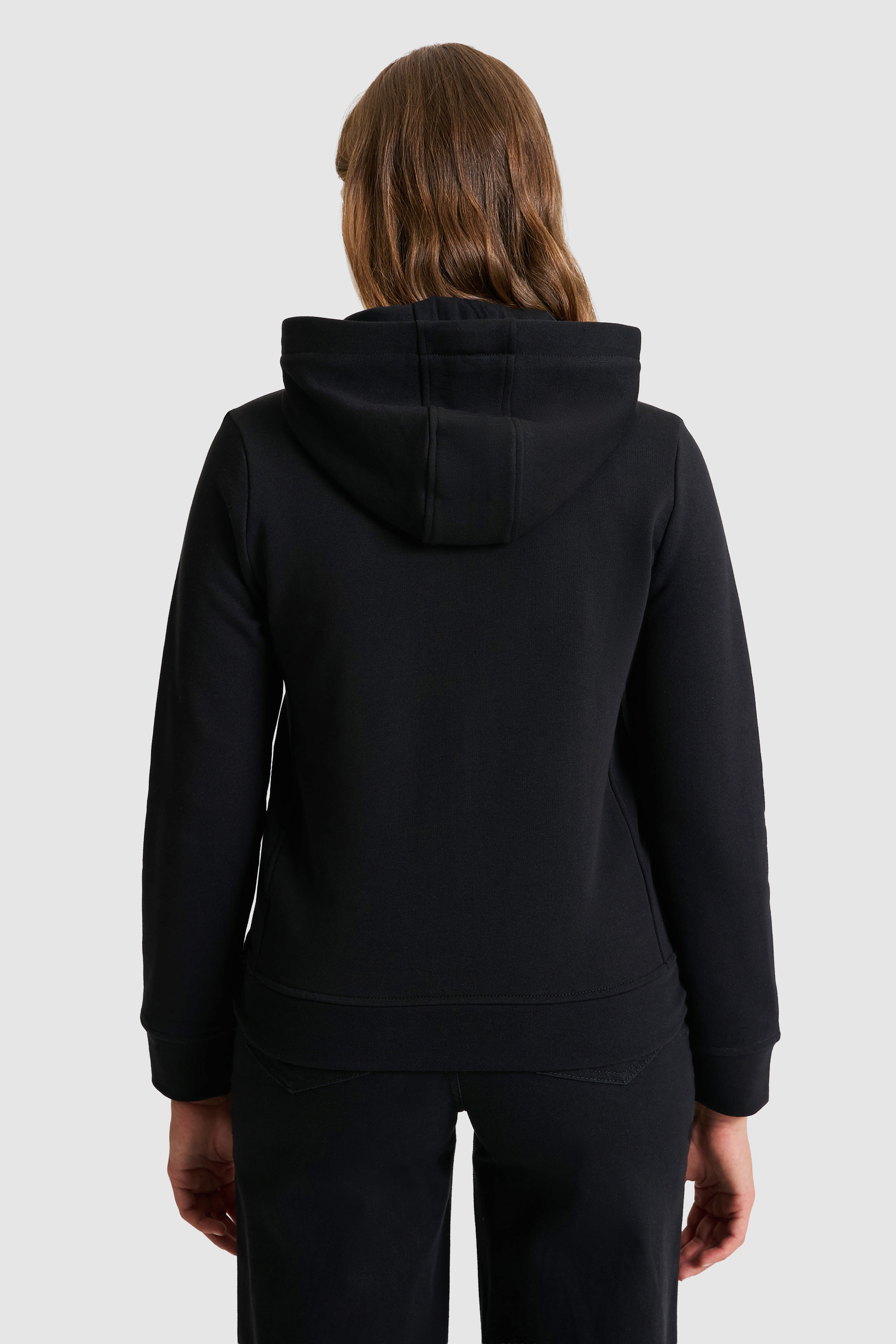 Kadın Siyah Fermuarlı Kapüşonlu Basic Sweatshirt