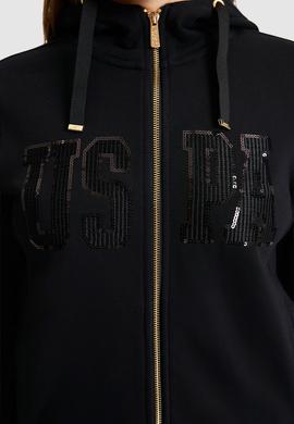 Kadın Siyah Kapüşonlu Fermuarlı Basic Sweatshirt - 50321806013