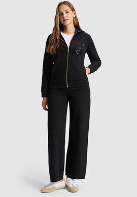 Kadın Siyah Kapüşonlu Fermuarlı Basic Sweatshirt - 50321806013