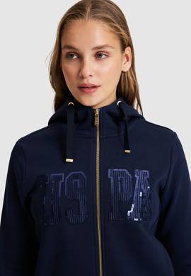 Kadın Lacivert Kapüşonlu Fermuarlı Basic Sweatshirt - 50321806008