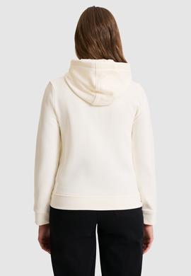 Kadın Krem Kapüşonlu Fermuarlı Basic Sweatshirt - 50321806056