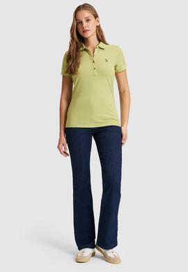 Kadın Yeşil Polo Yaka Basic Tişört - 50321818037