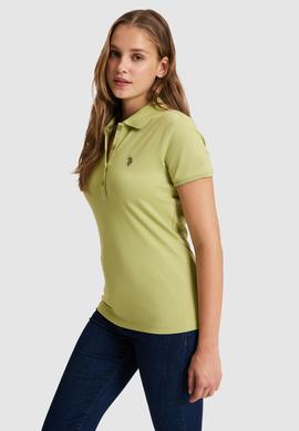 Kadın Yeşil Polo Yaka Basic Tişört - 50321818037