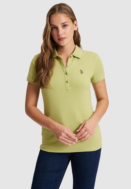 Kadın Yeşil Polo Yaka Basic Tişört - 50321818037
