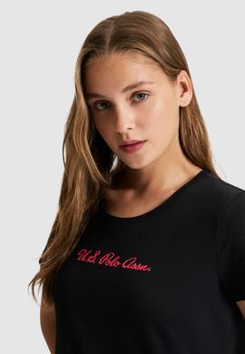 Kadın Siyah Bisiklet Yaka Basic Tişört - 50323450088
