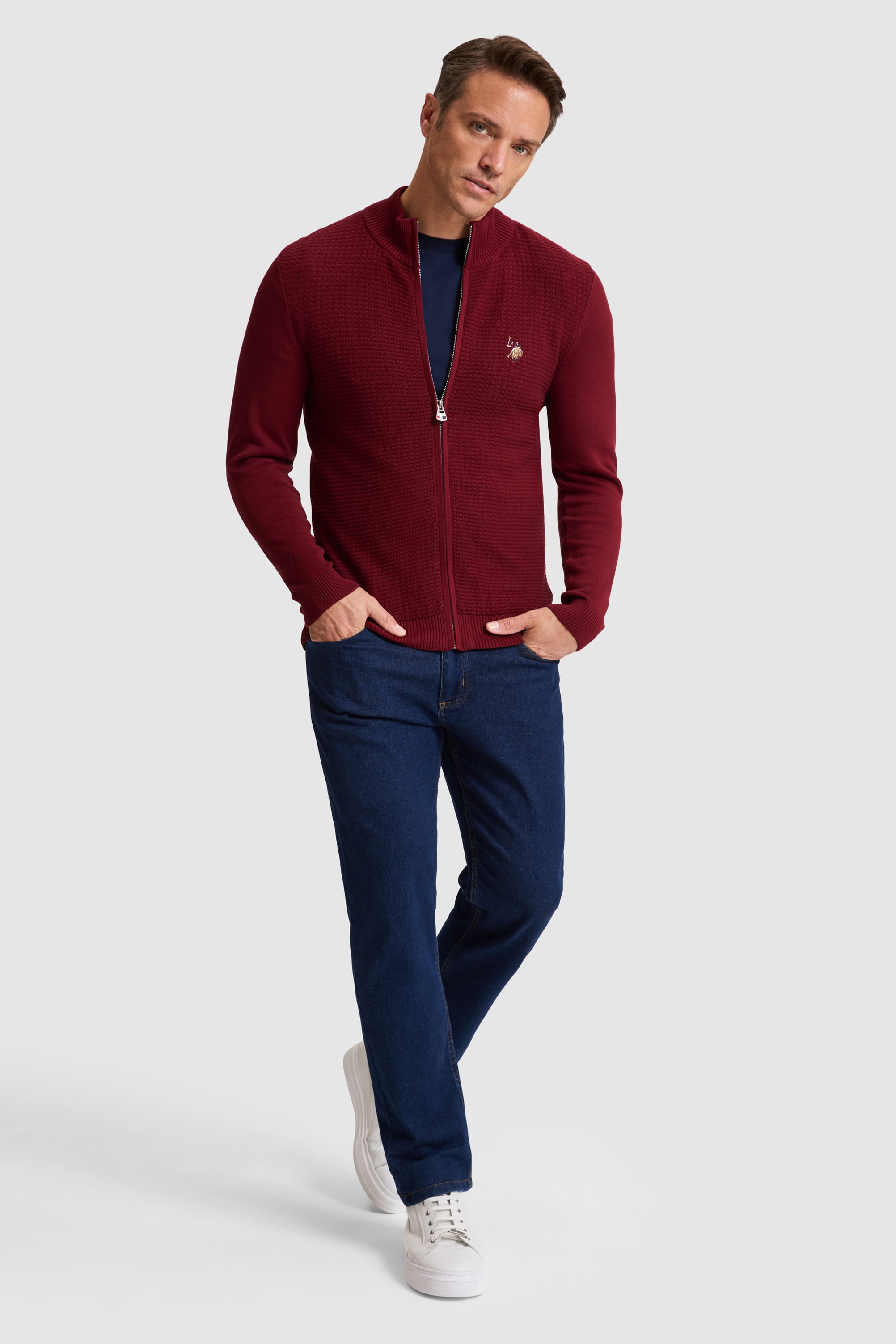 Erkek Bordo Basic Triko Hırka - Image 4
