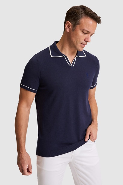 Erkek Lacivert Polo Yaka Triko Tişört