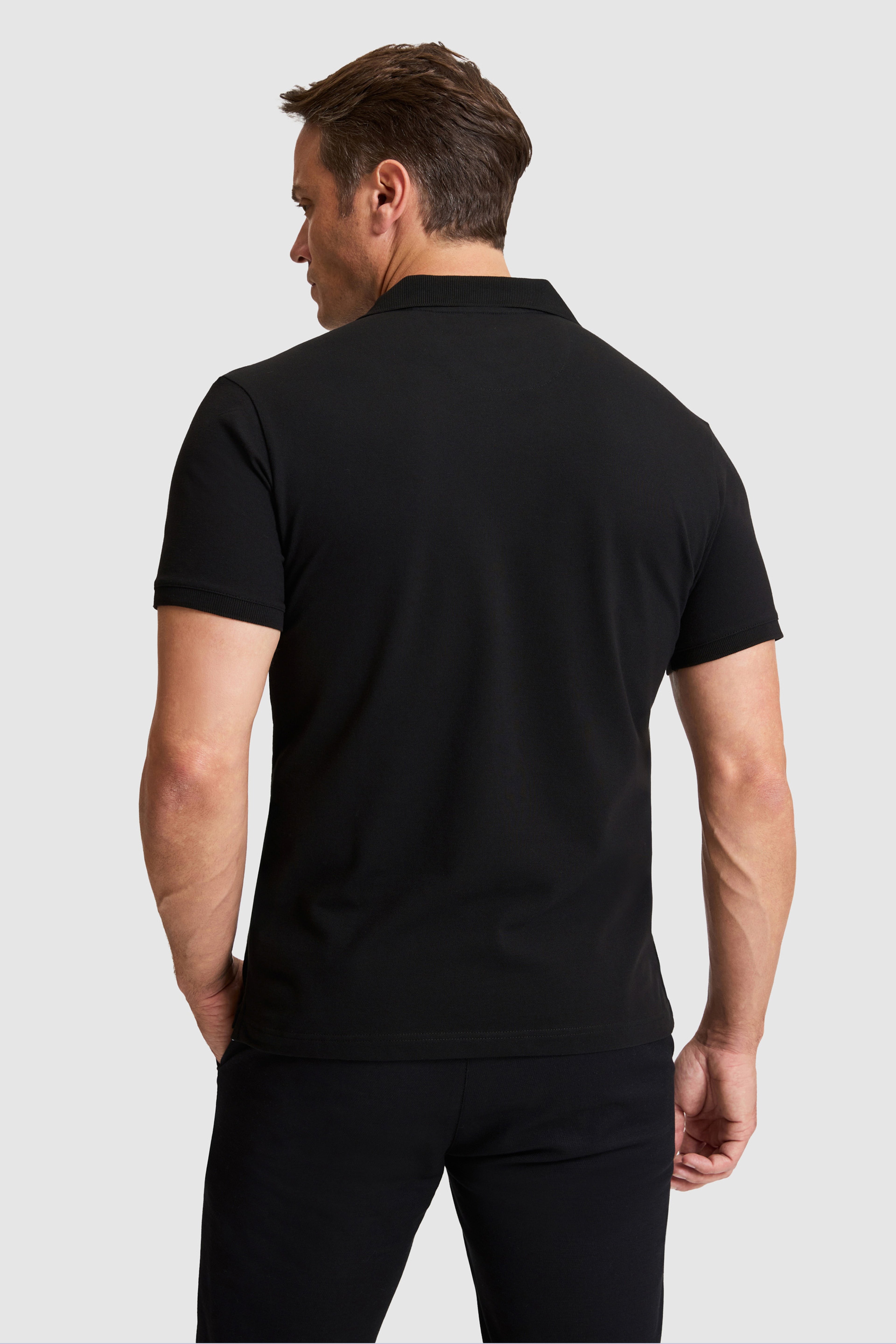 Erkek Siyah Slim Fit Polo Yaka Basic Tişört - Image 5
