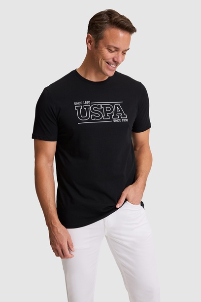 Erkek Siyah Regular Fit Bisiklet Yaka Tişört