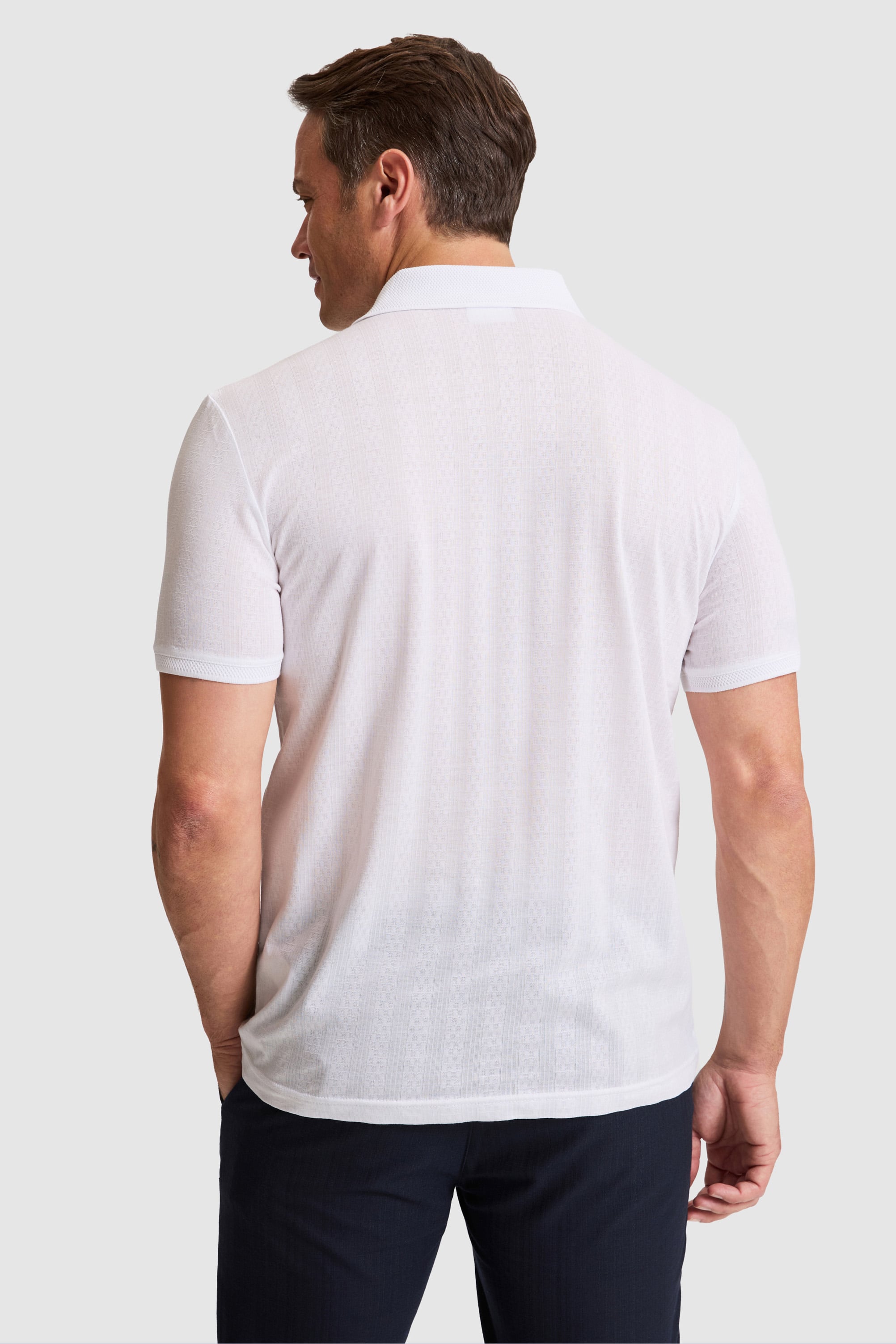 Erkek Beyaz Regular Fit Polo Yaka Tişört - Image 5