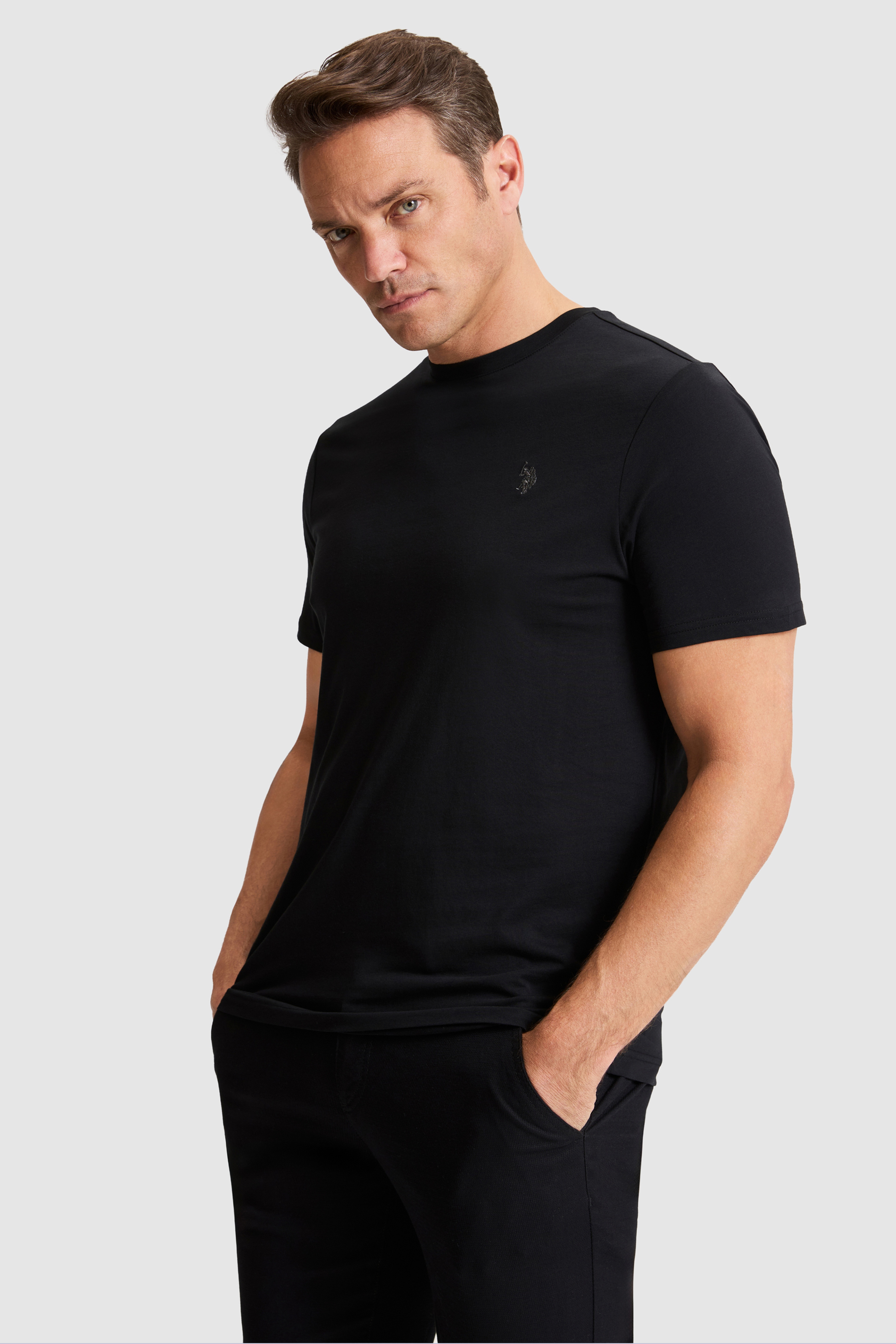 Erkek Siyah Regular Fit Bisiklet Yaka Basic Tişört - Image 3