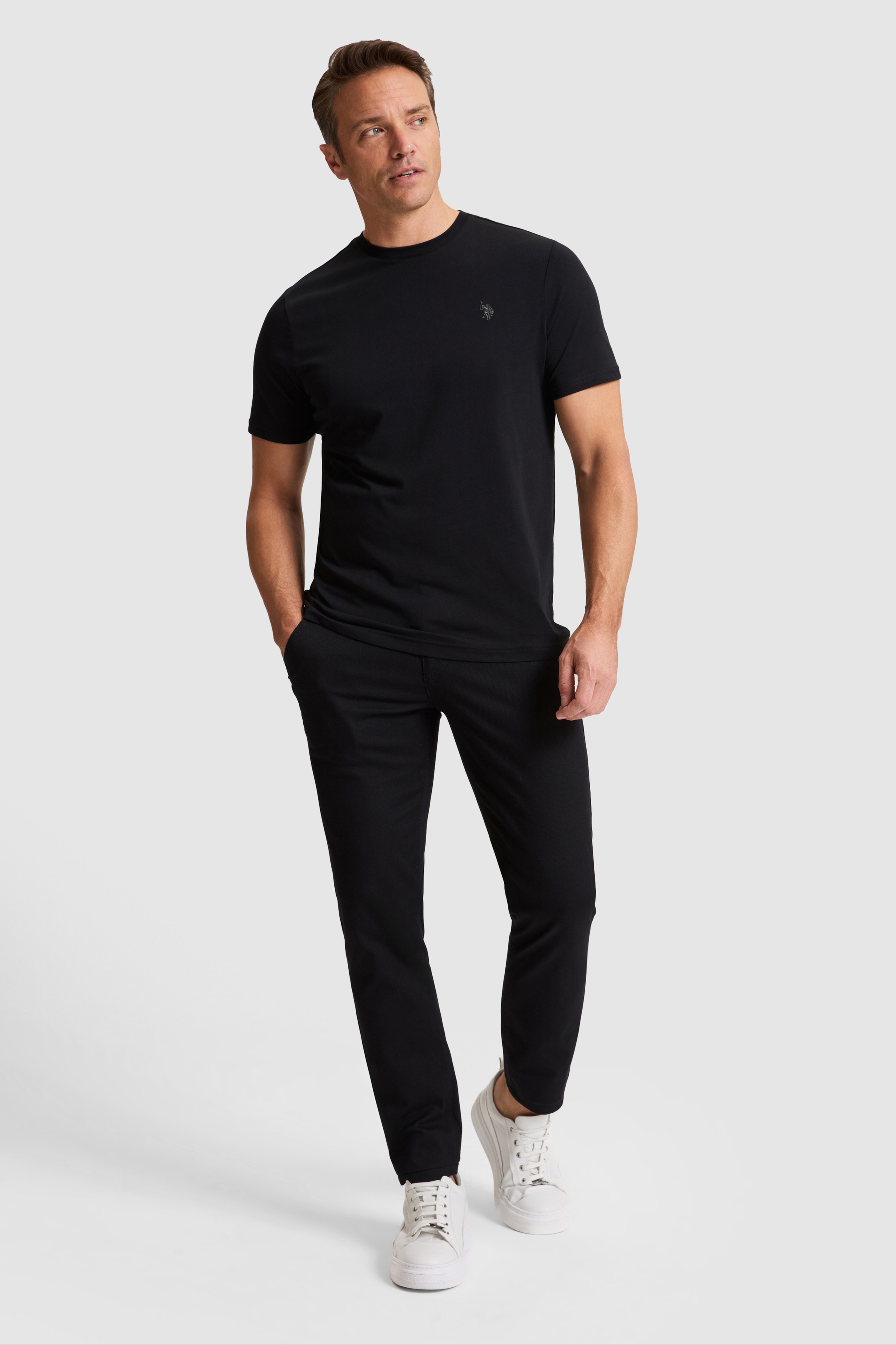 Erkek Siyah Regular Fit Bisiklet Yaka Basic Tişört