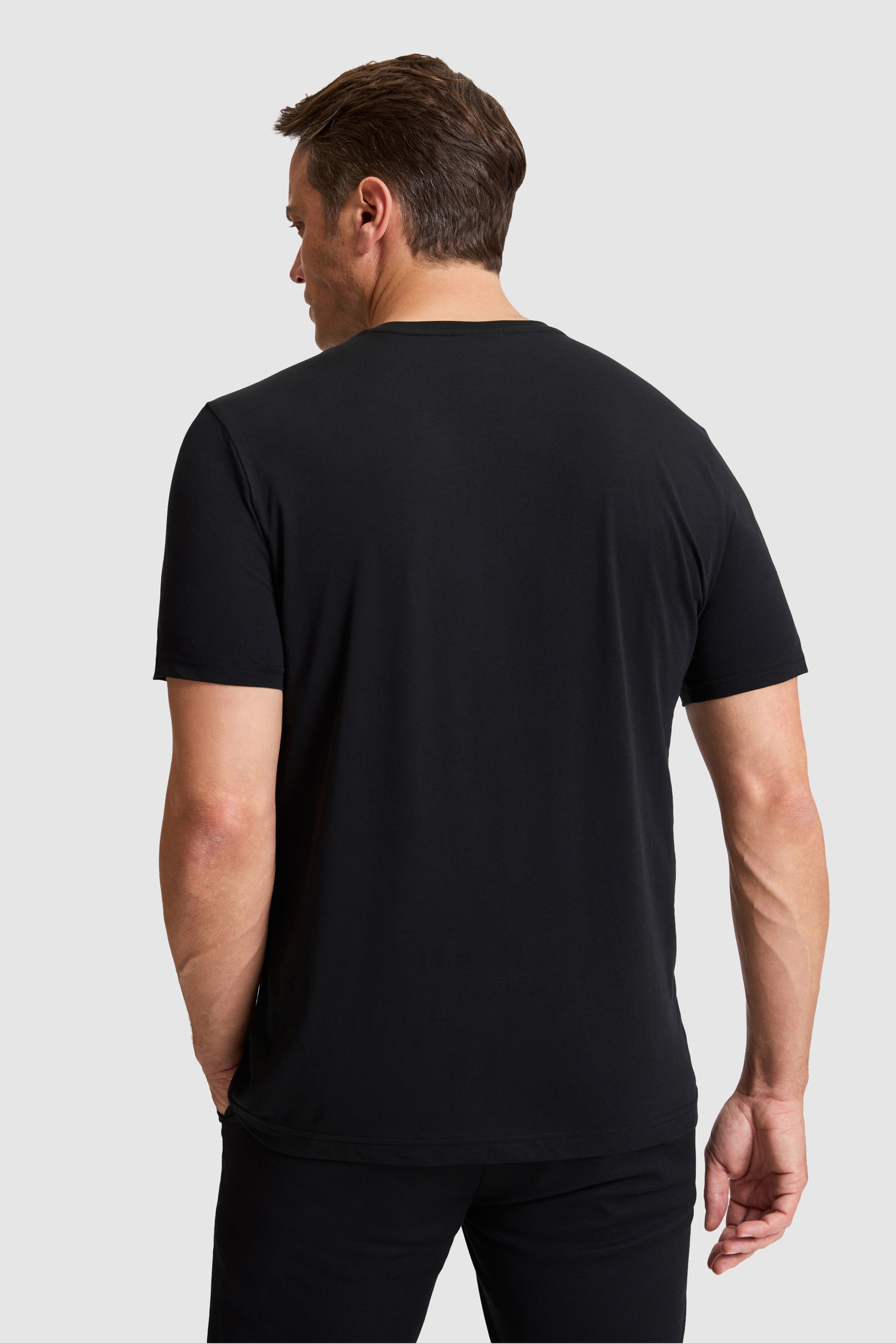 Erkek Siyah Regular Fit Bisiklet Yaka Basic Tişört - Image 5