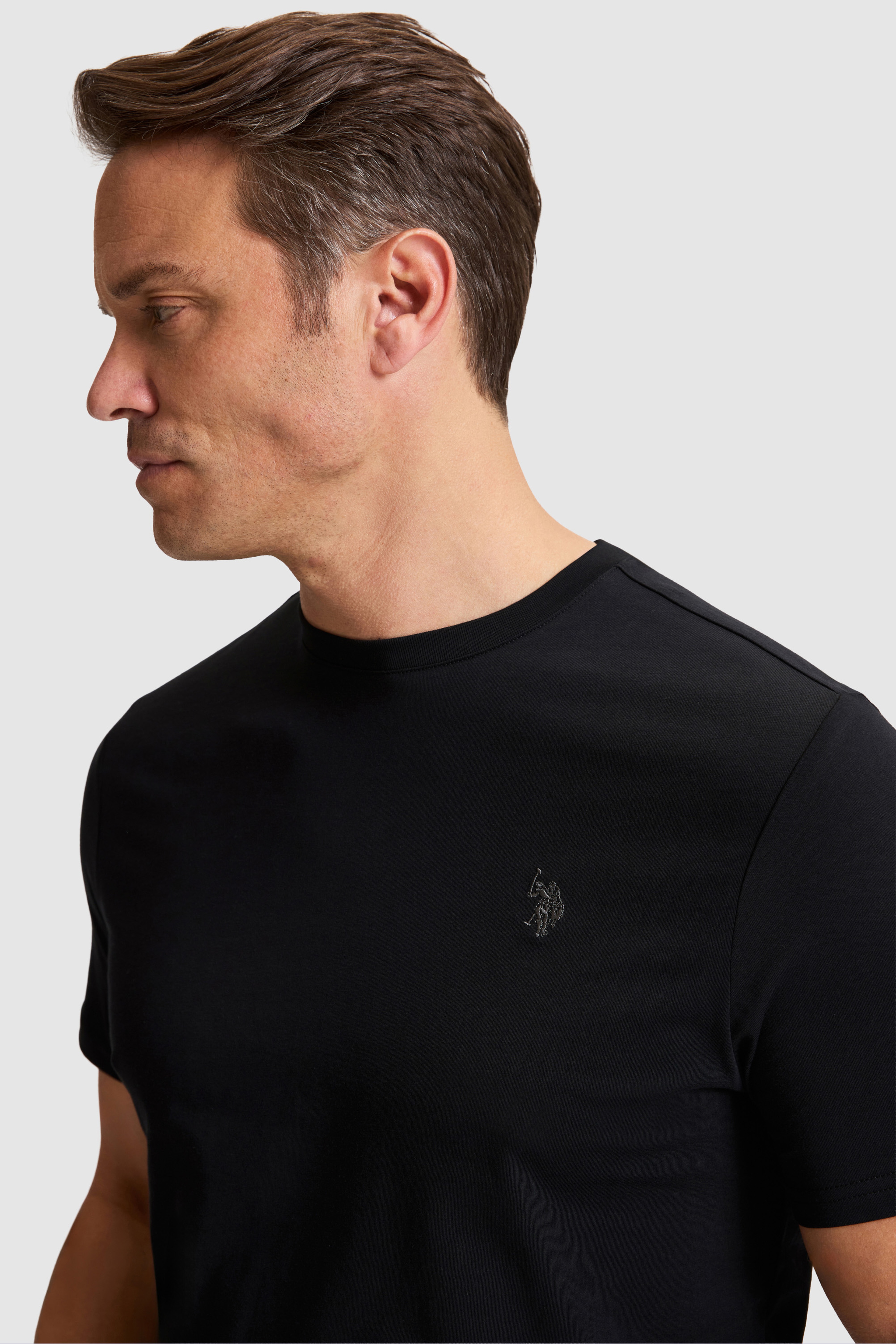 Erkek Siyah Regular Fit Bisiklet Yaka Basic Tişört
