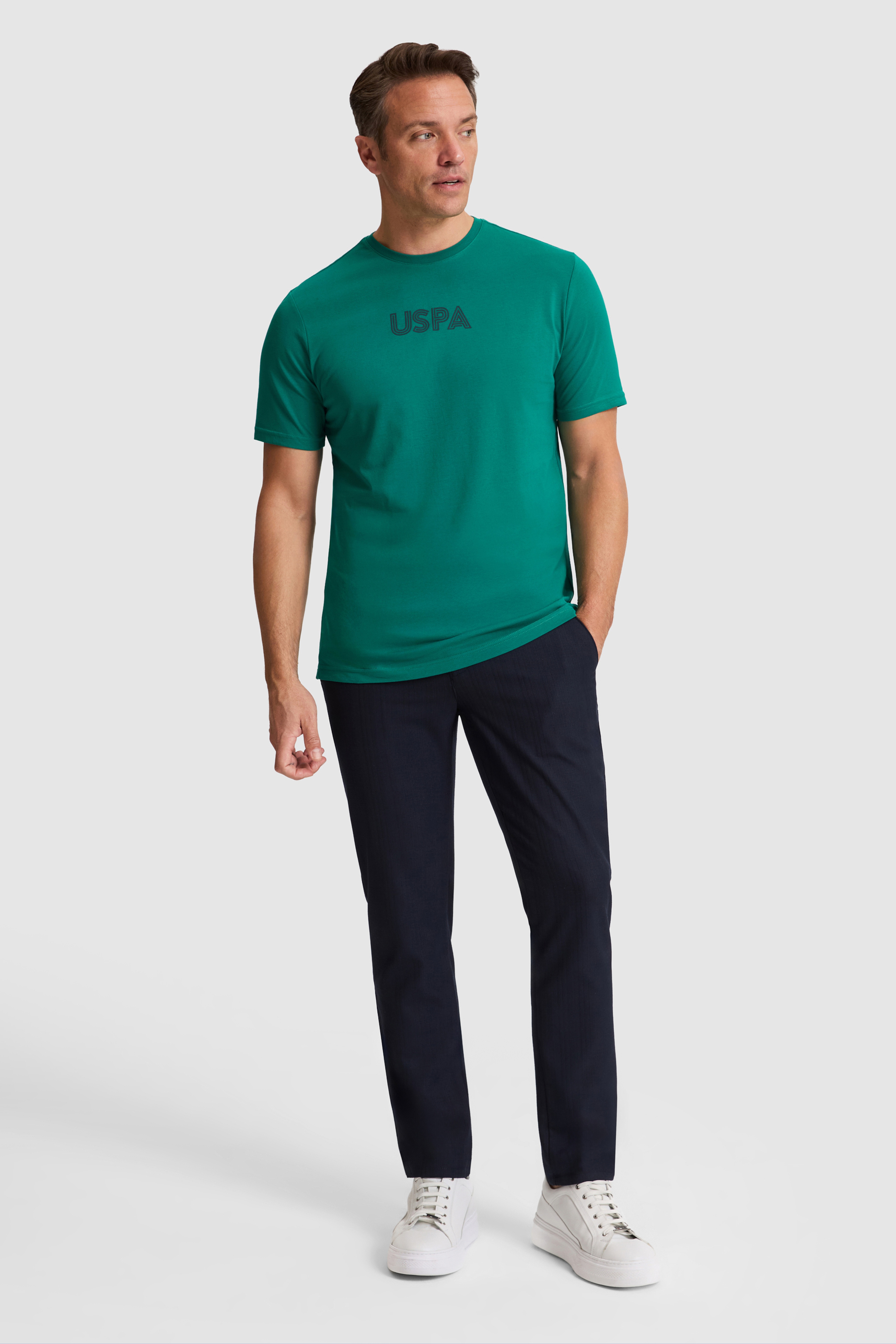 Erkek Koyu Yeşil Regular Fit Bisiklet Yaka Basic Tişört - Image 4