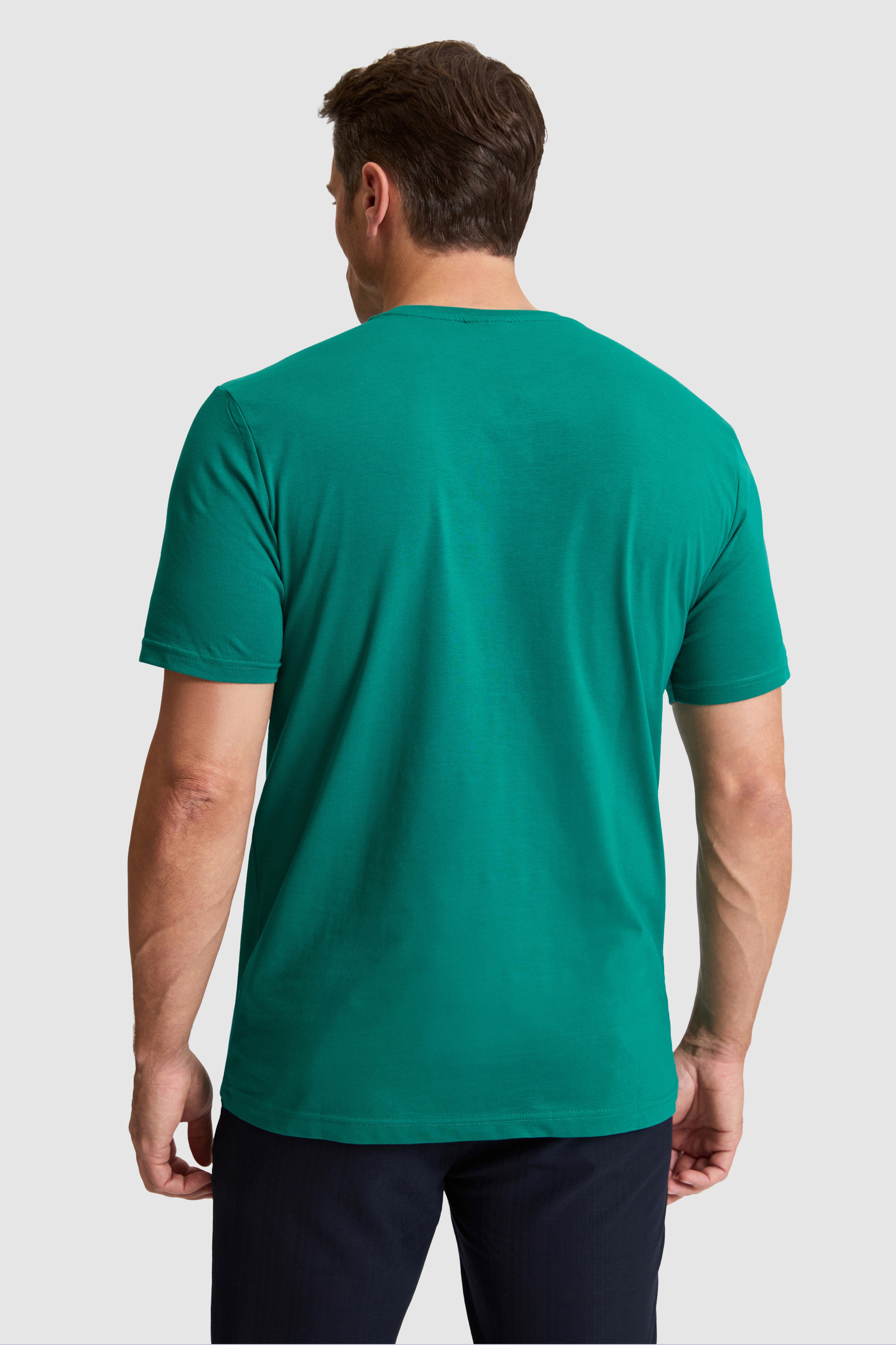 Erkek Koyu Yeşil Regular Fit Bisiklet Yaka Basic Tişört - Image 5