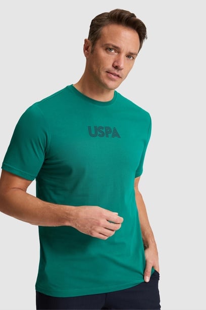 Erkek Koyu Yeşil Regular Fit Bisiklet Yaka Basic Tişört