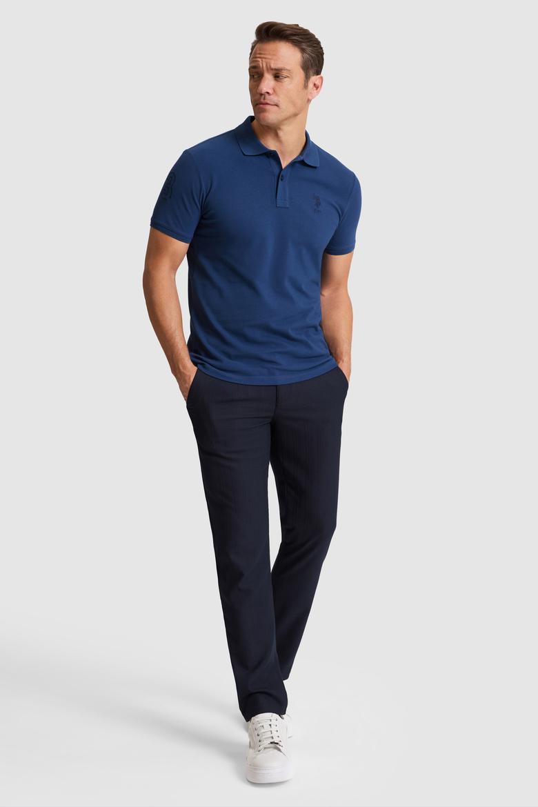 Erkek Açık Lacivert Slim Fit Polo Yaka Basic Tişört - 50326920195