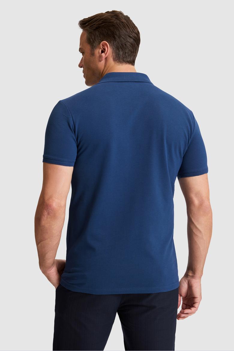 Erkek Açık Lacivert Slim Fit Polo Yaka Basic Tişört - 50326920195