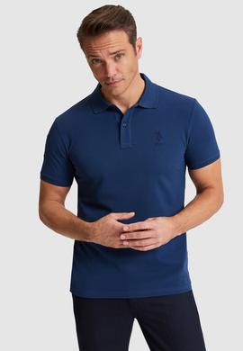 Erkek Açık Lacivert Slim Fit Polo Yaka Basic Tişört - 50326920195