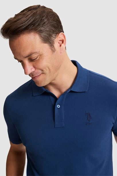 Erkek Açık Lacivert Slim Fit Polo Yaka Basic Tişört