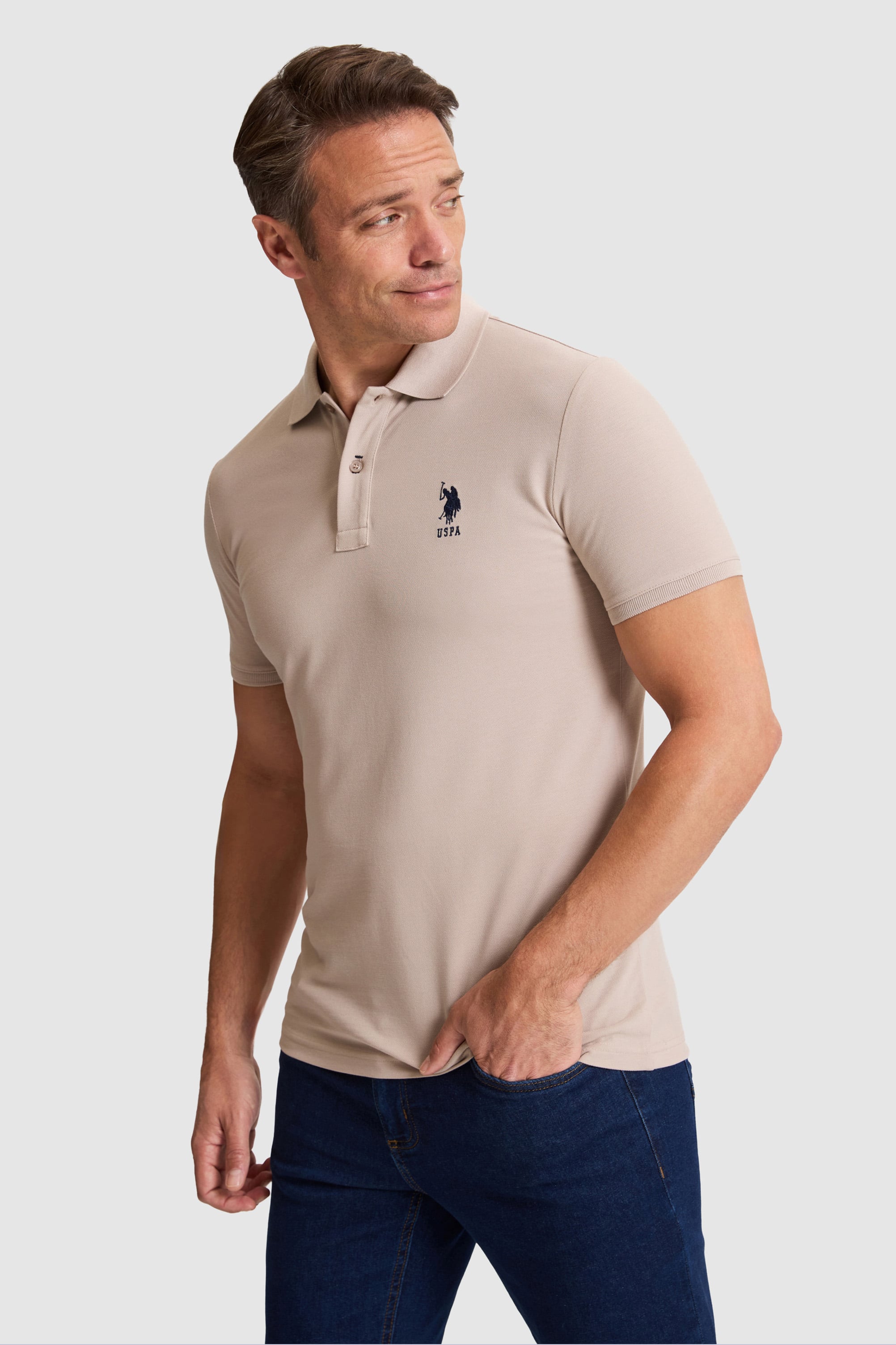 Erkek Taş Slim Fit Polo Yaka Basic Tişört - Image 3