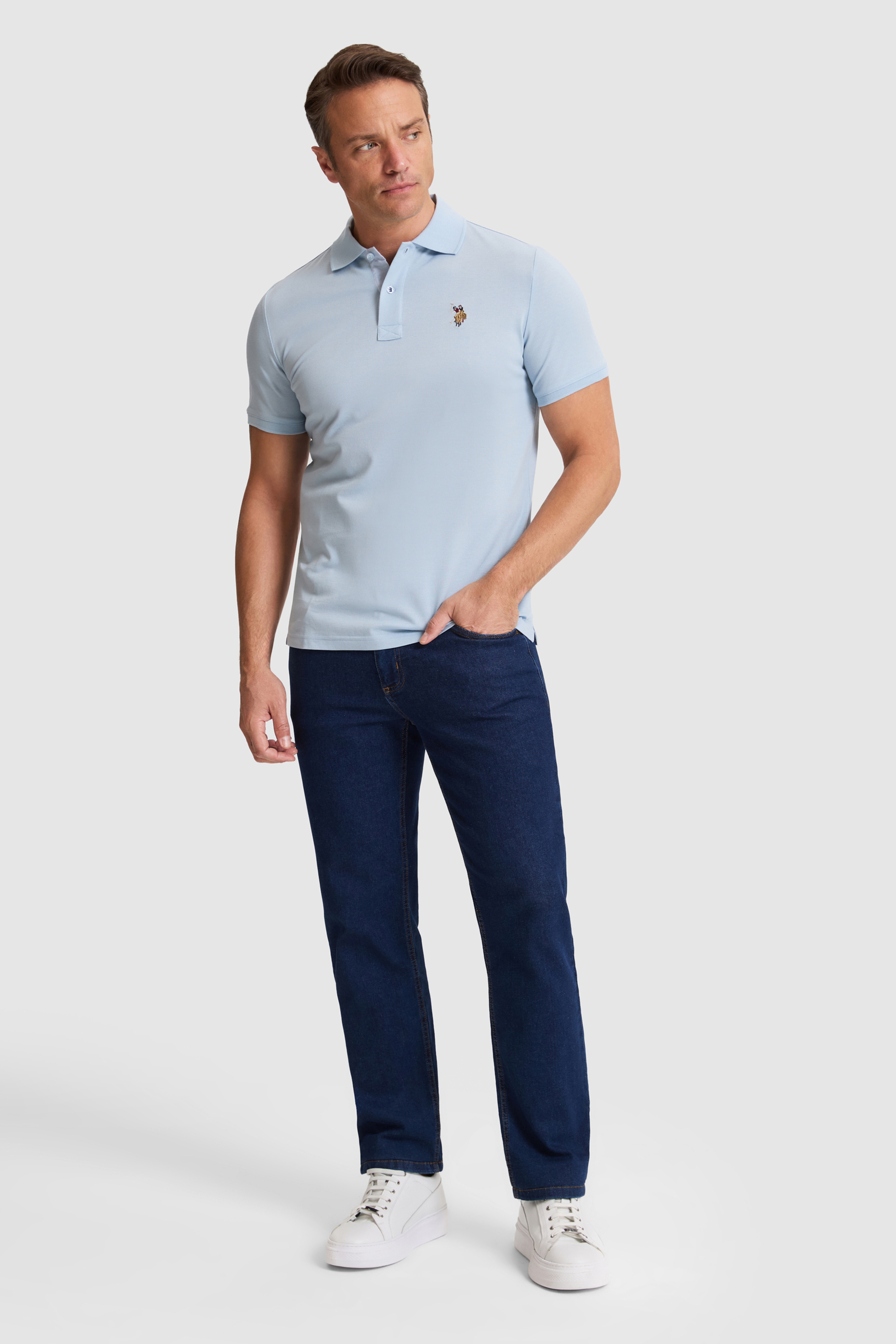 Erkek Açık Mavi Regular Fit Polo Yaka Basic Tişört - Image 4