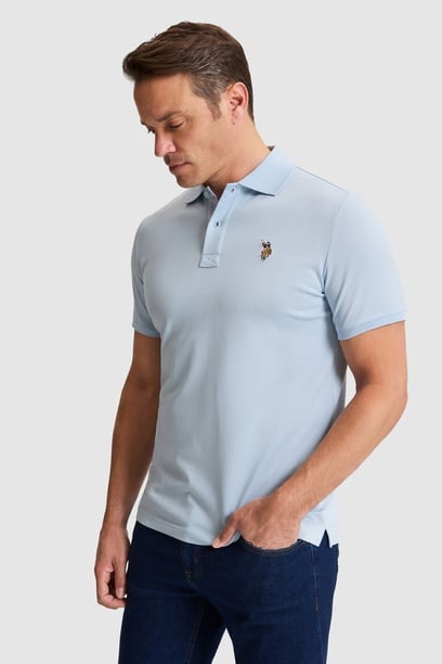 Erkek Açık Mavi Regular Fit Polo Yaka Basic Tişört