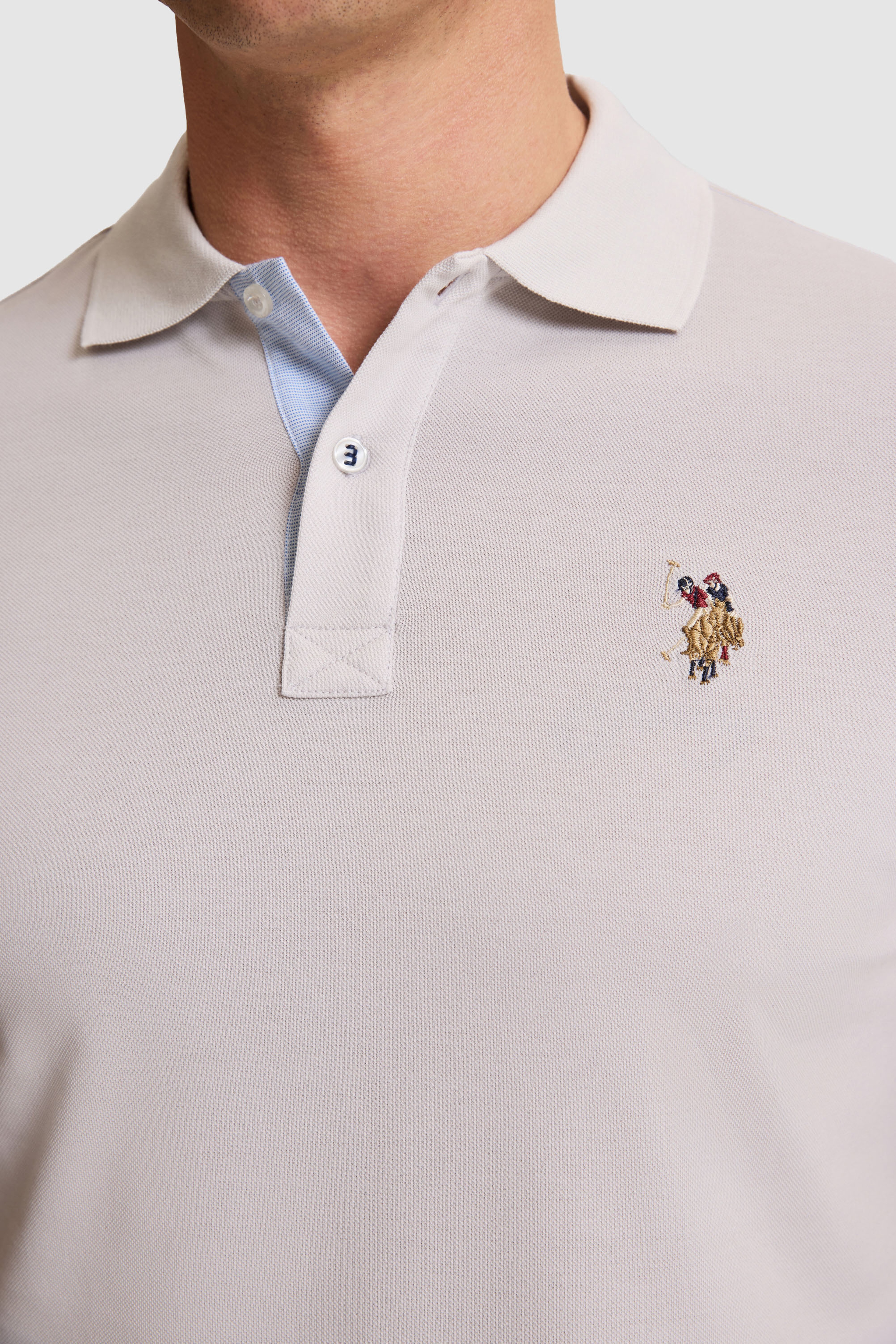 Erkek Açık Gri Regular Fit Polo Yaka Basic Tişört - Image 6