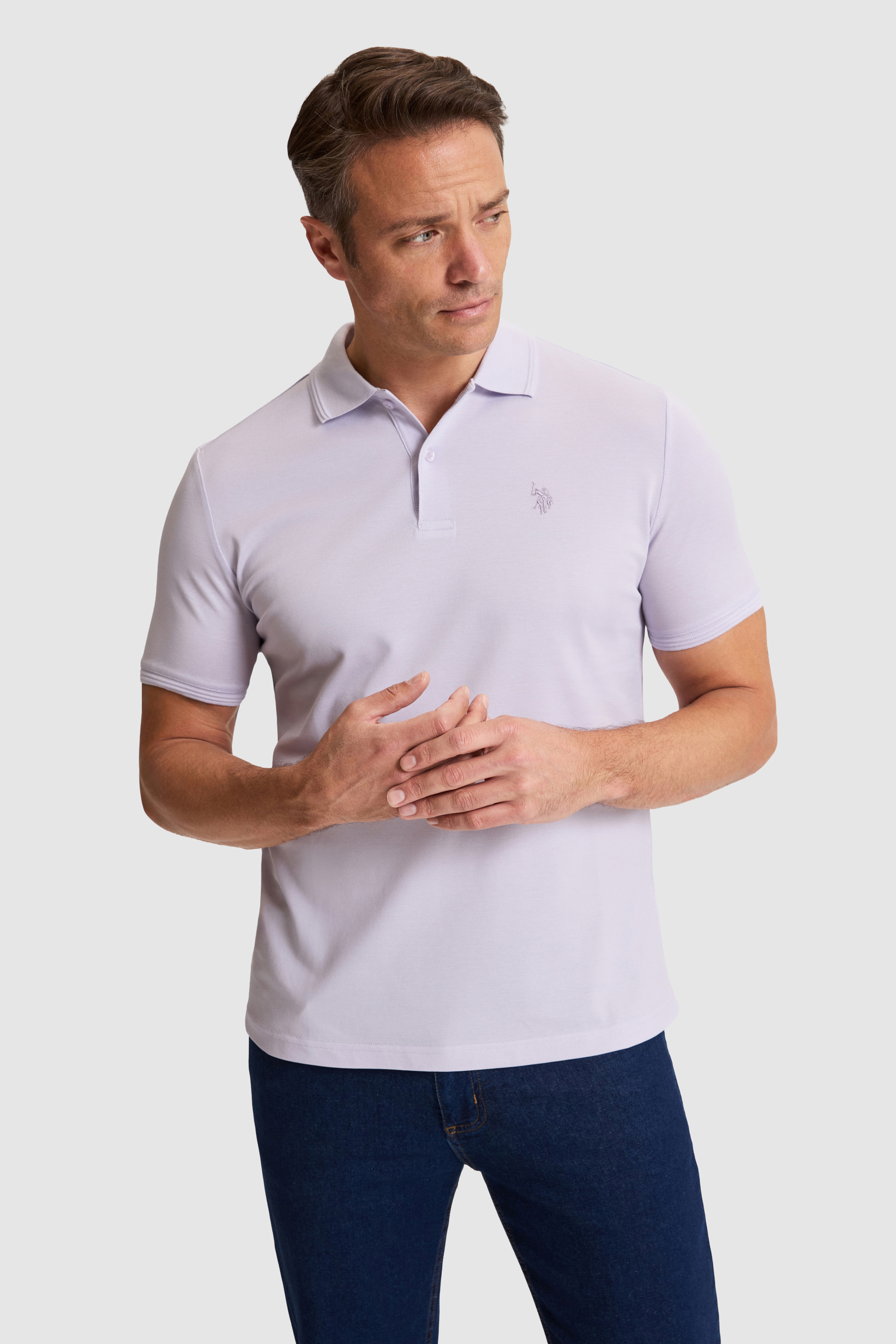 Erkek Lila Regular Fit Polo Yaka Basic Tişört