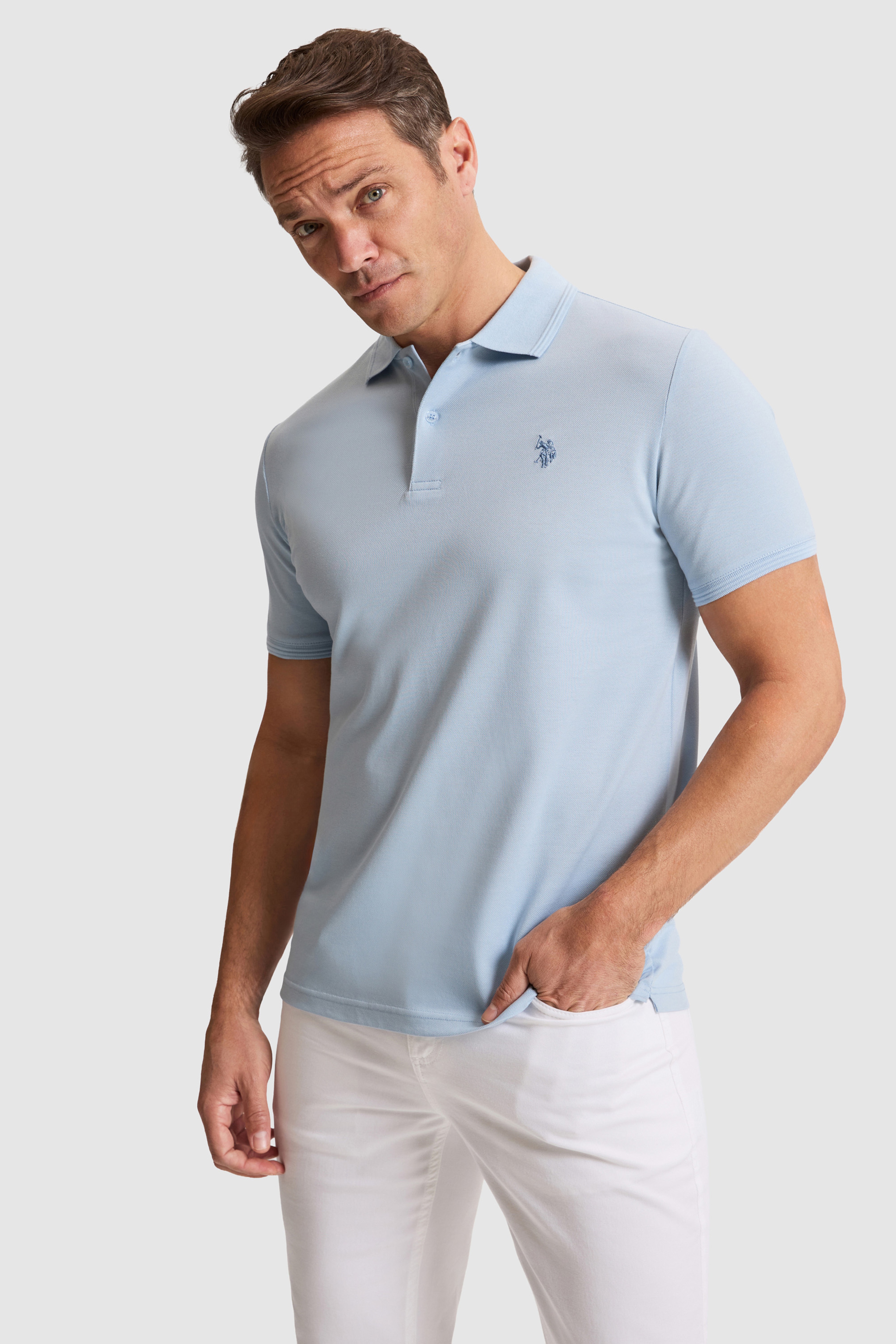 Erkek Açık Mavi Regular Fit Polo Yaka Basic Tişört - Image 3