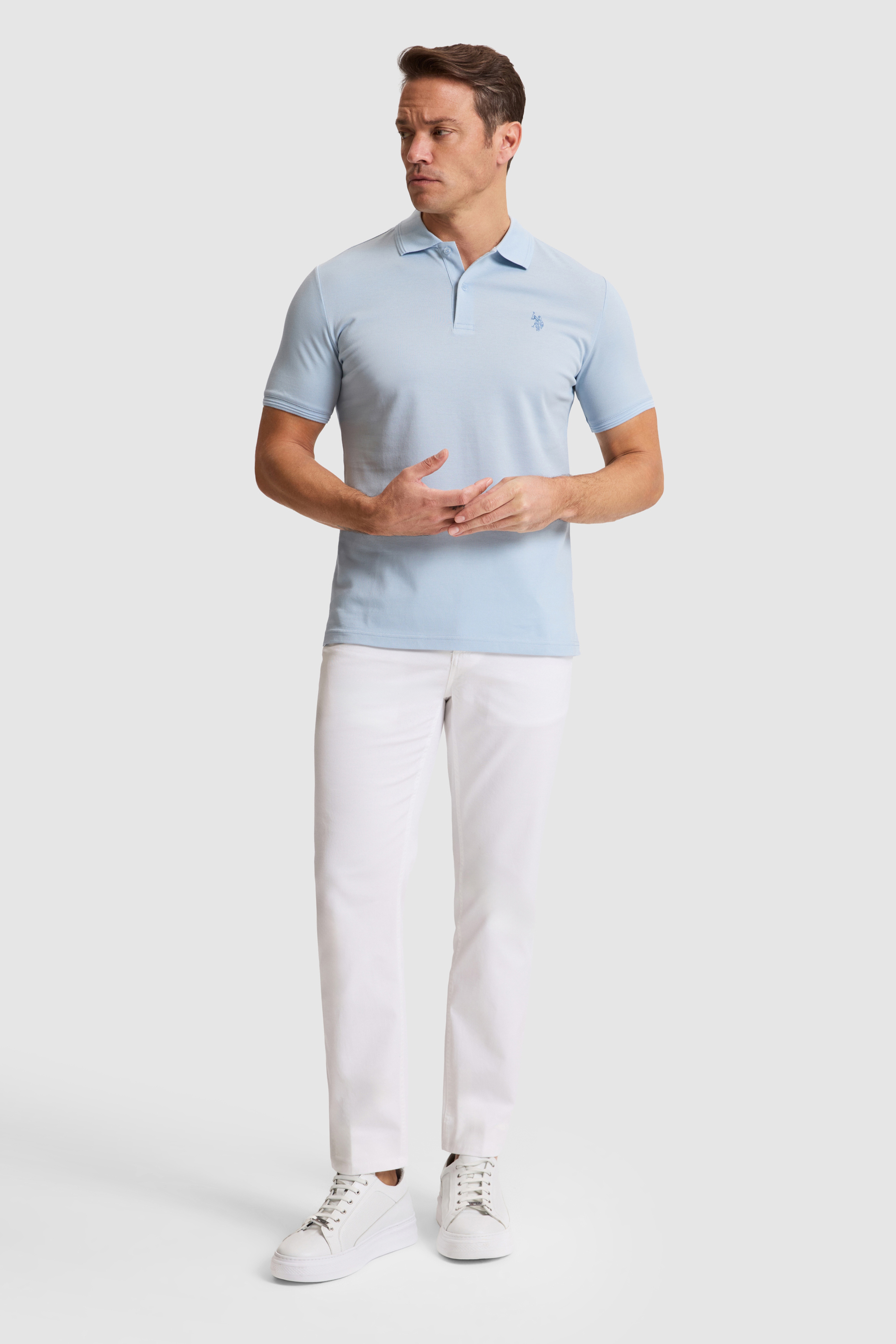 Erkek Açık Mavi Regular Fit Polo Yaka Basic Tişört - Image 4