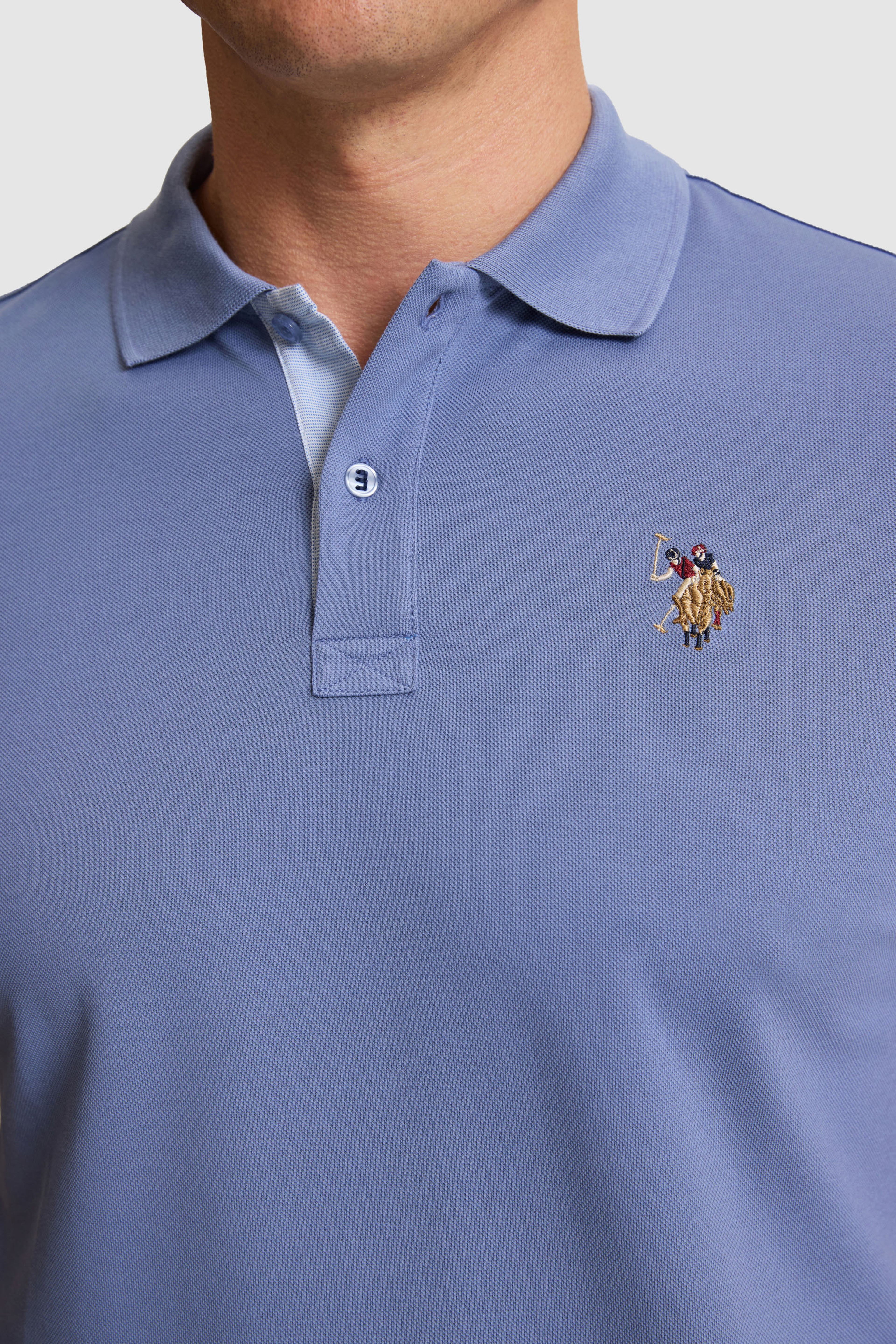Erkek İndigo Regular Fit Polo Yaka Basic Tişört