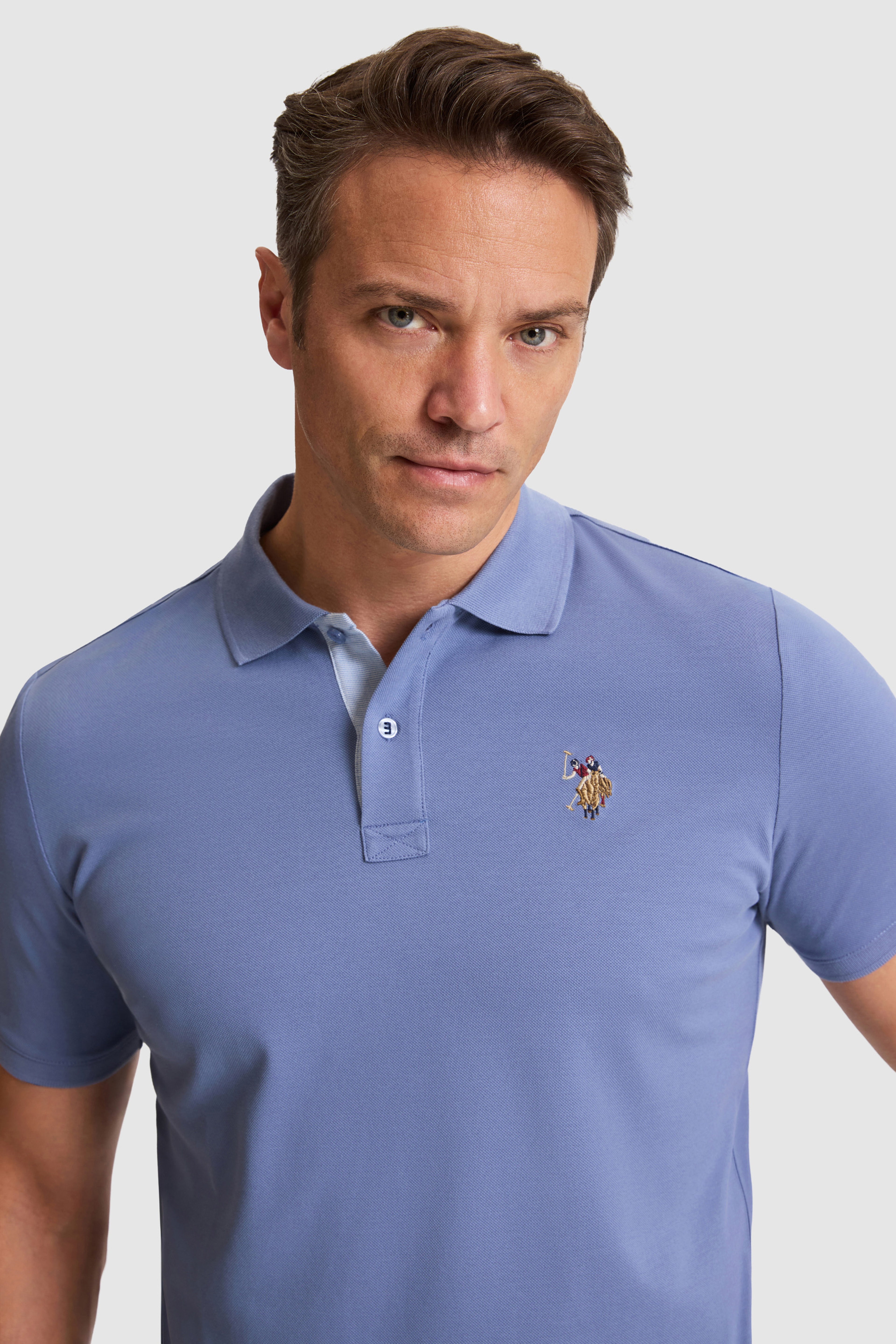 Erkek İndigo Regular Fit Polo Yaka Basic Tişört - Image 2