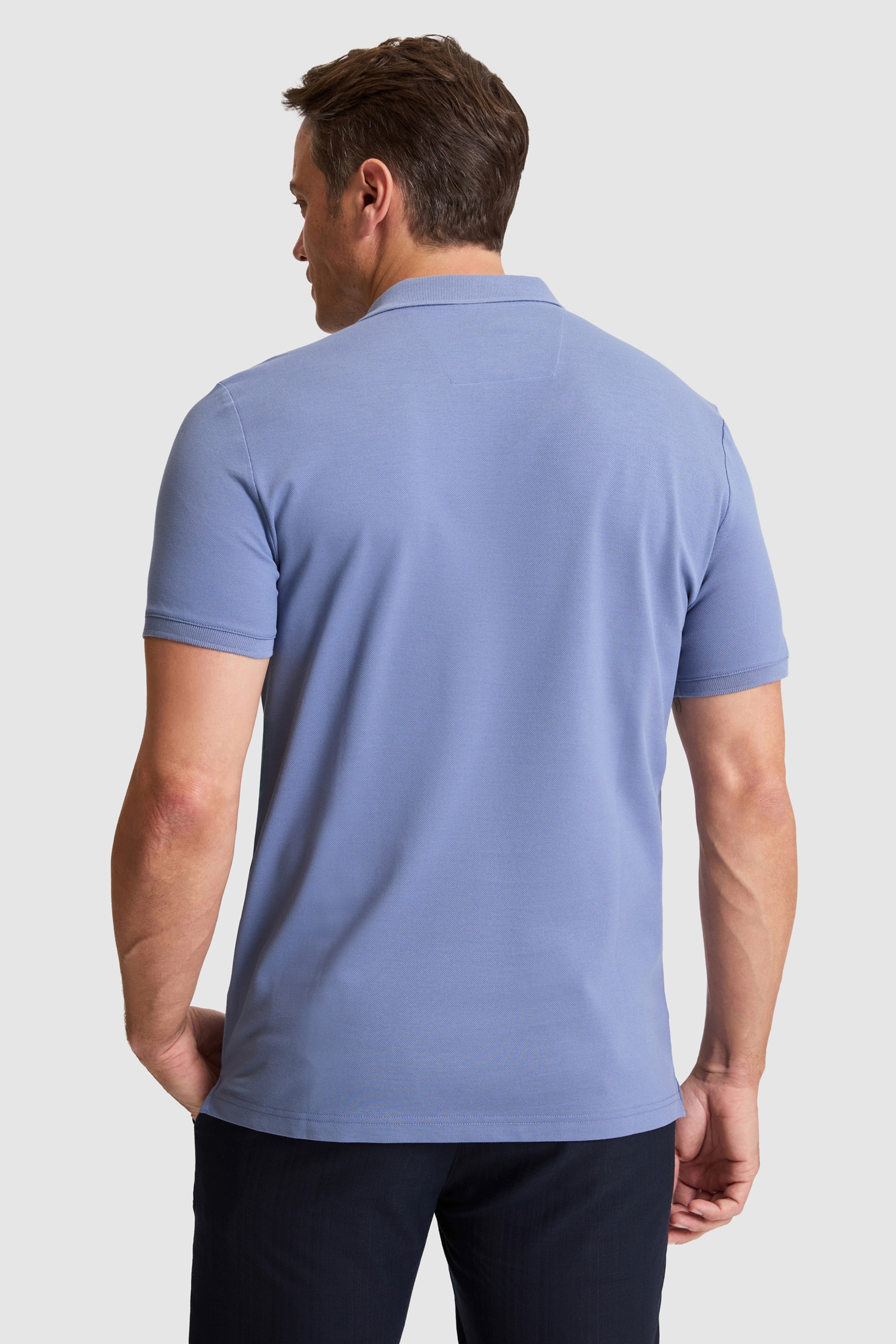 Erkek İndigo Regular Fit Polo Yaka Basic Tişört - Image 5