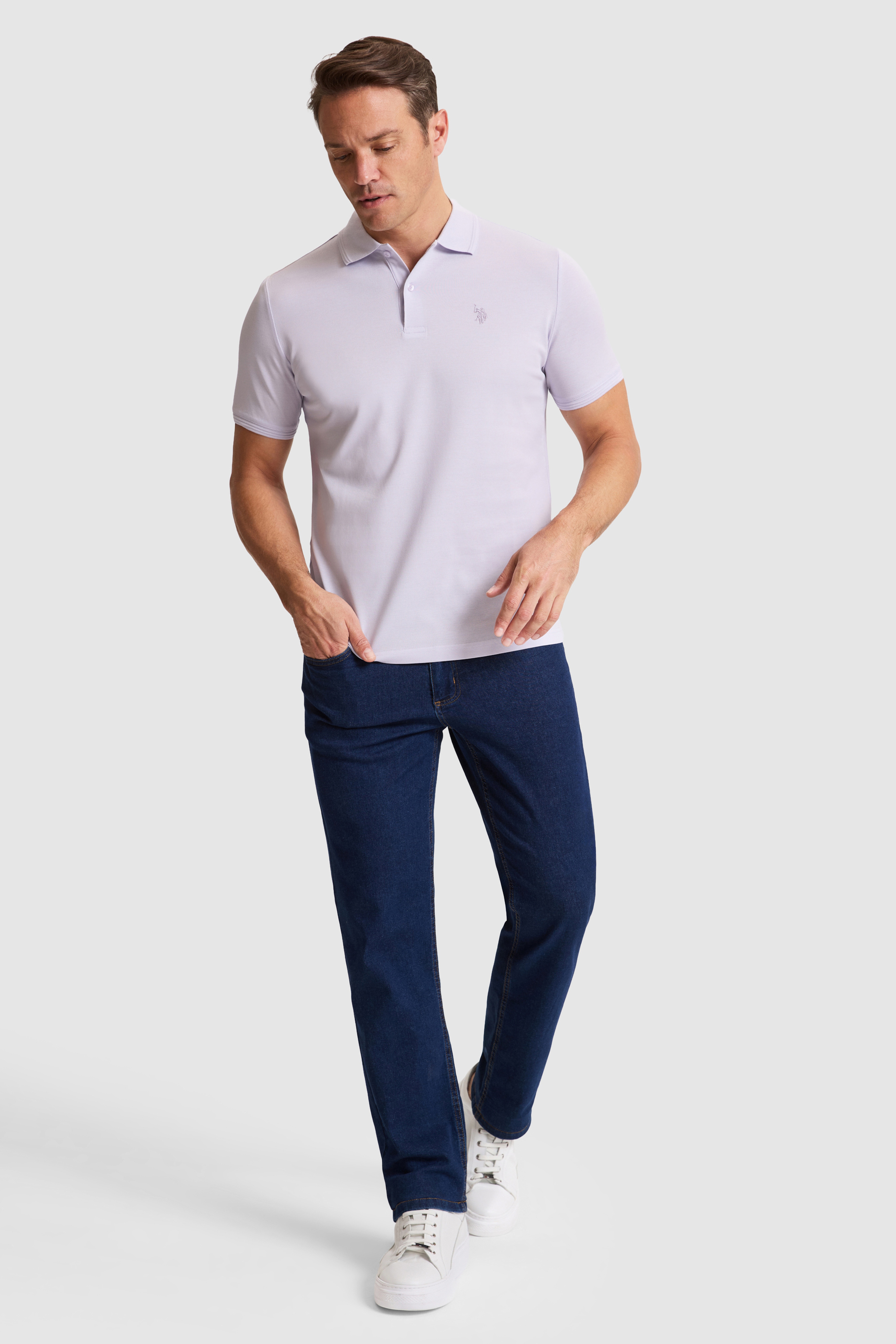 Erkek Lila Regular Fit Polo Yaka Basic Tişört - Image 4
