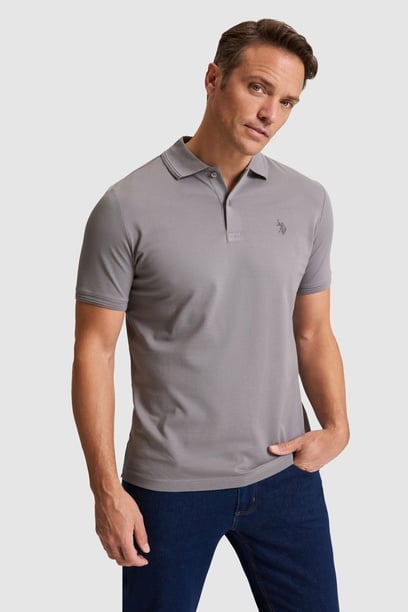 Erkek Gri Regular Fit Polo Yaka Basic Tişört