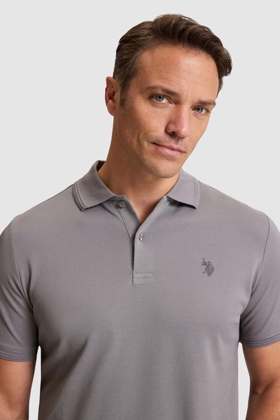 Erkek Gri Regular Fit Polo Yaka Basic Tişört