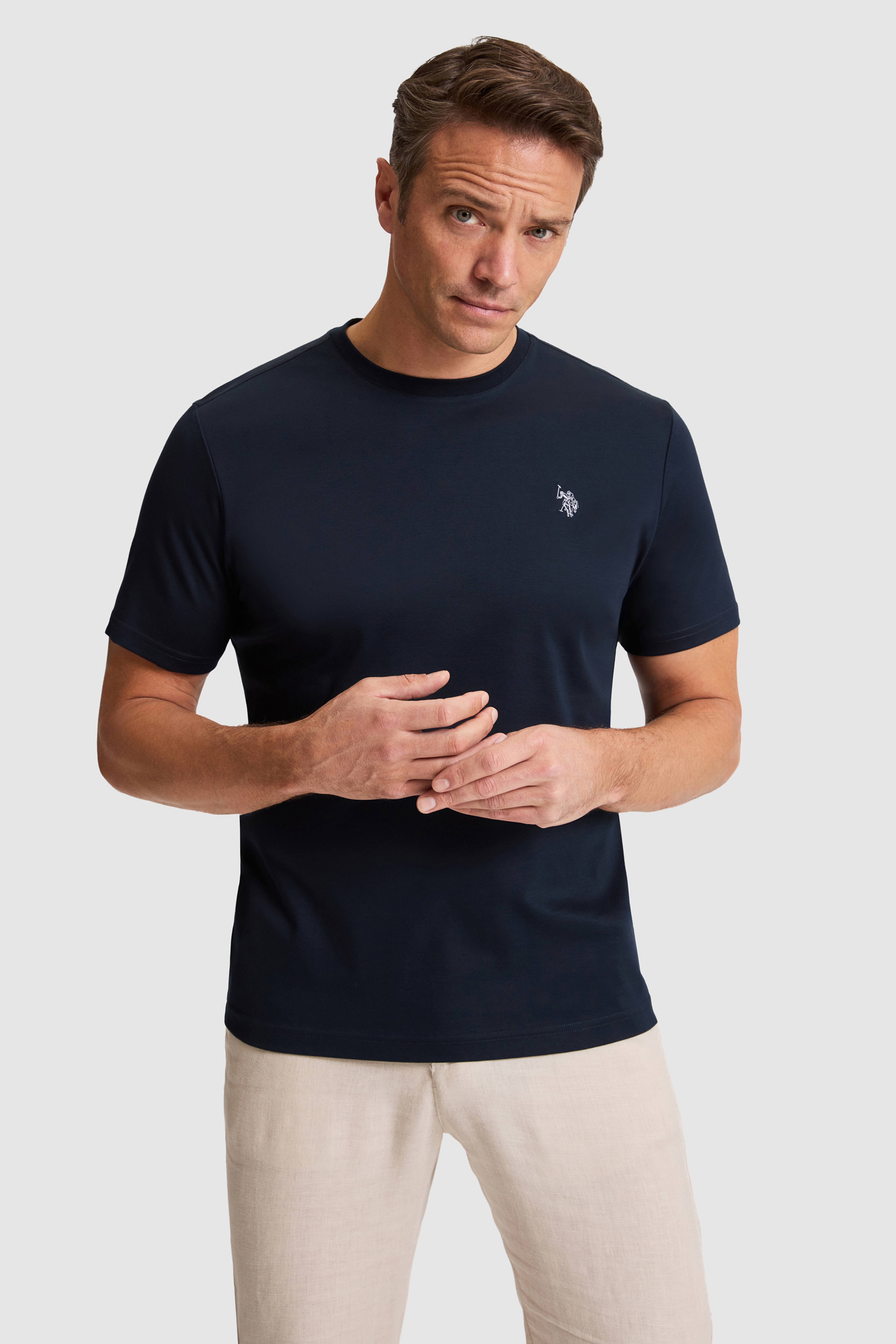 Erkek Koyu Lacivert Regular Fit Bisiklet Yaka Basic Tişört - Image 1