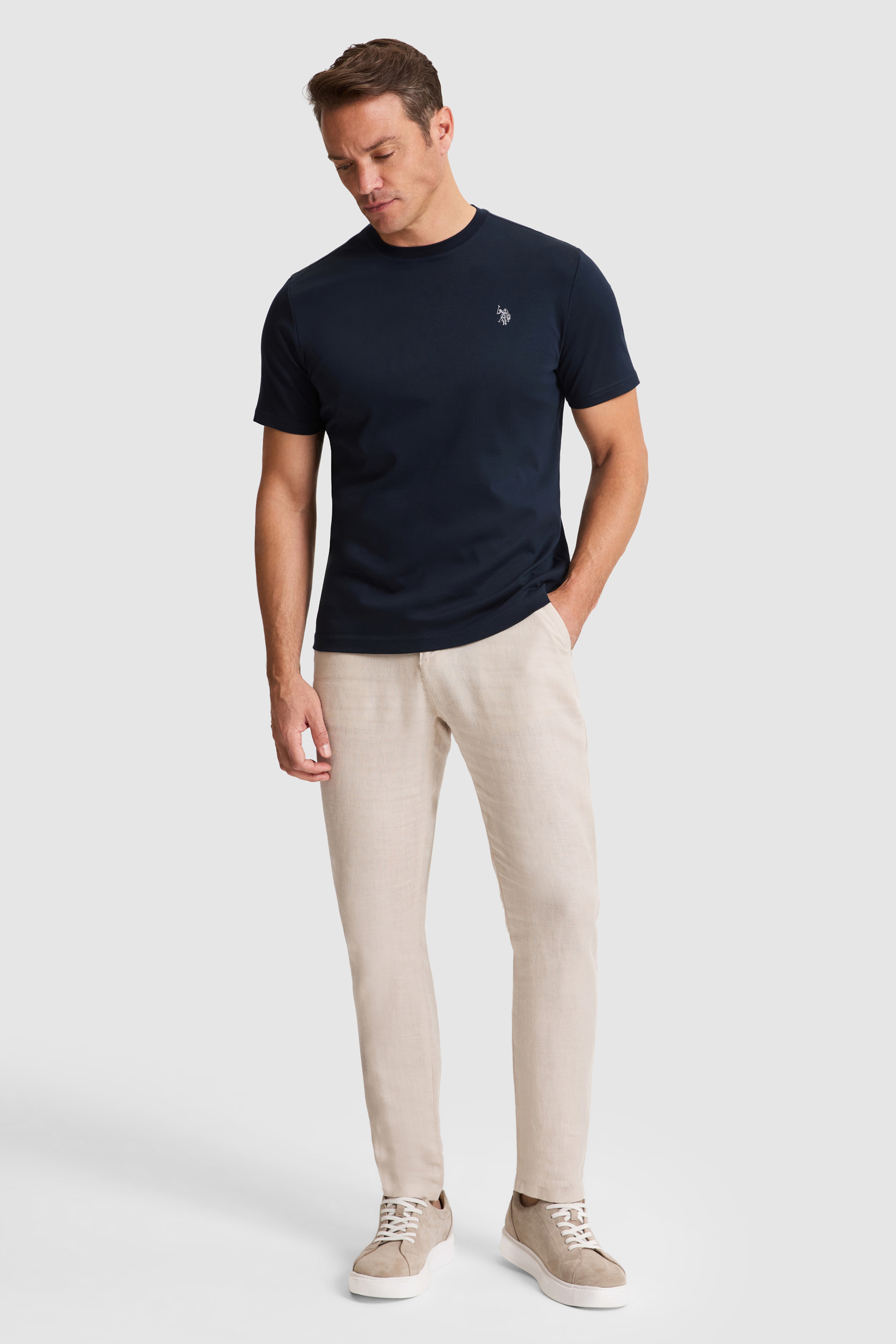 Erkek Koyu Lacivert Regular Fit Bisiklet Yaka Basic Tişört - Image 4