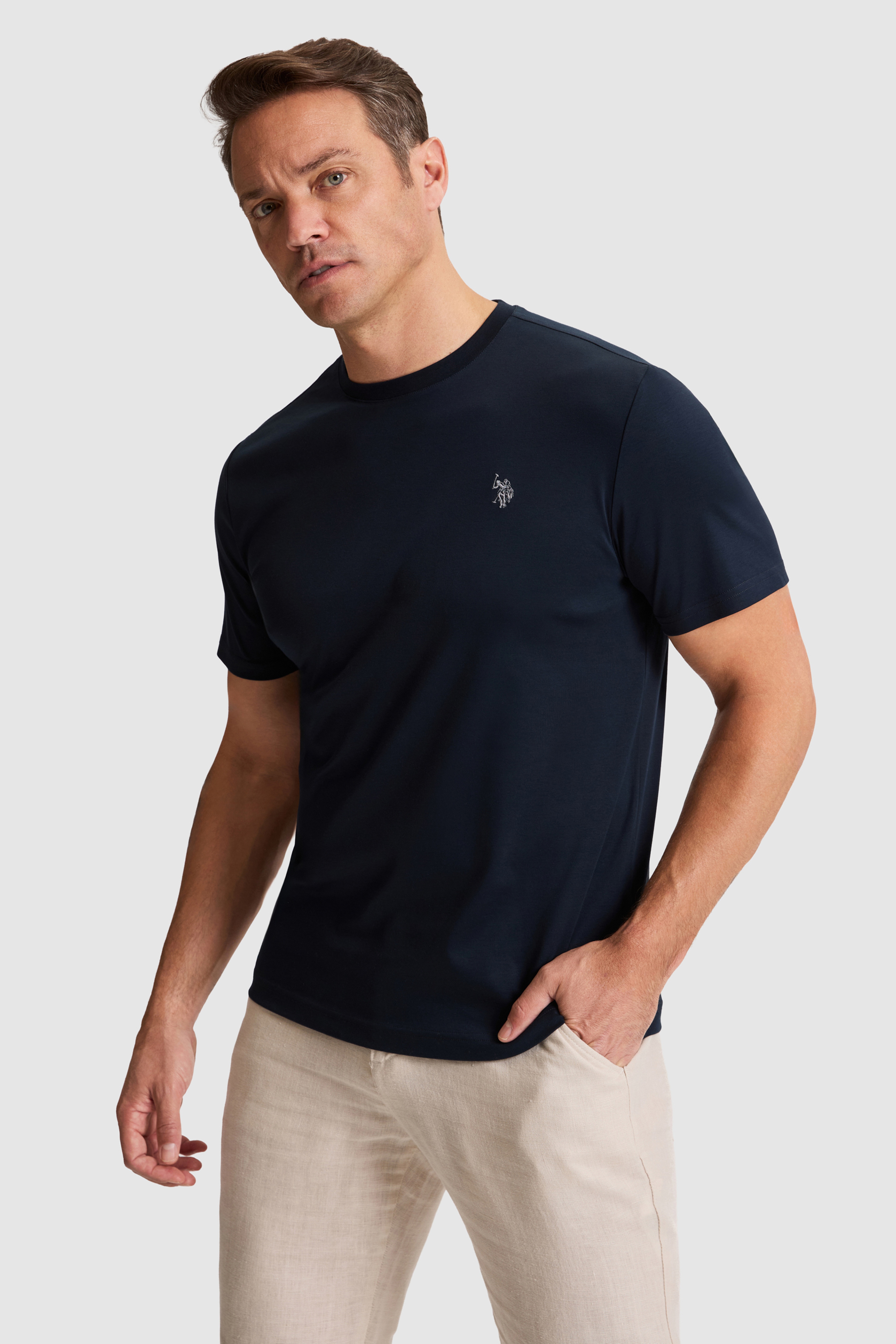 Erkek Koyu Lacivert Regular Fit Bisiklet Yaka Basic Tişört