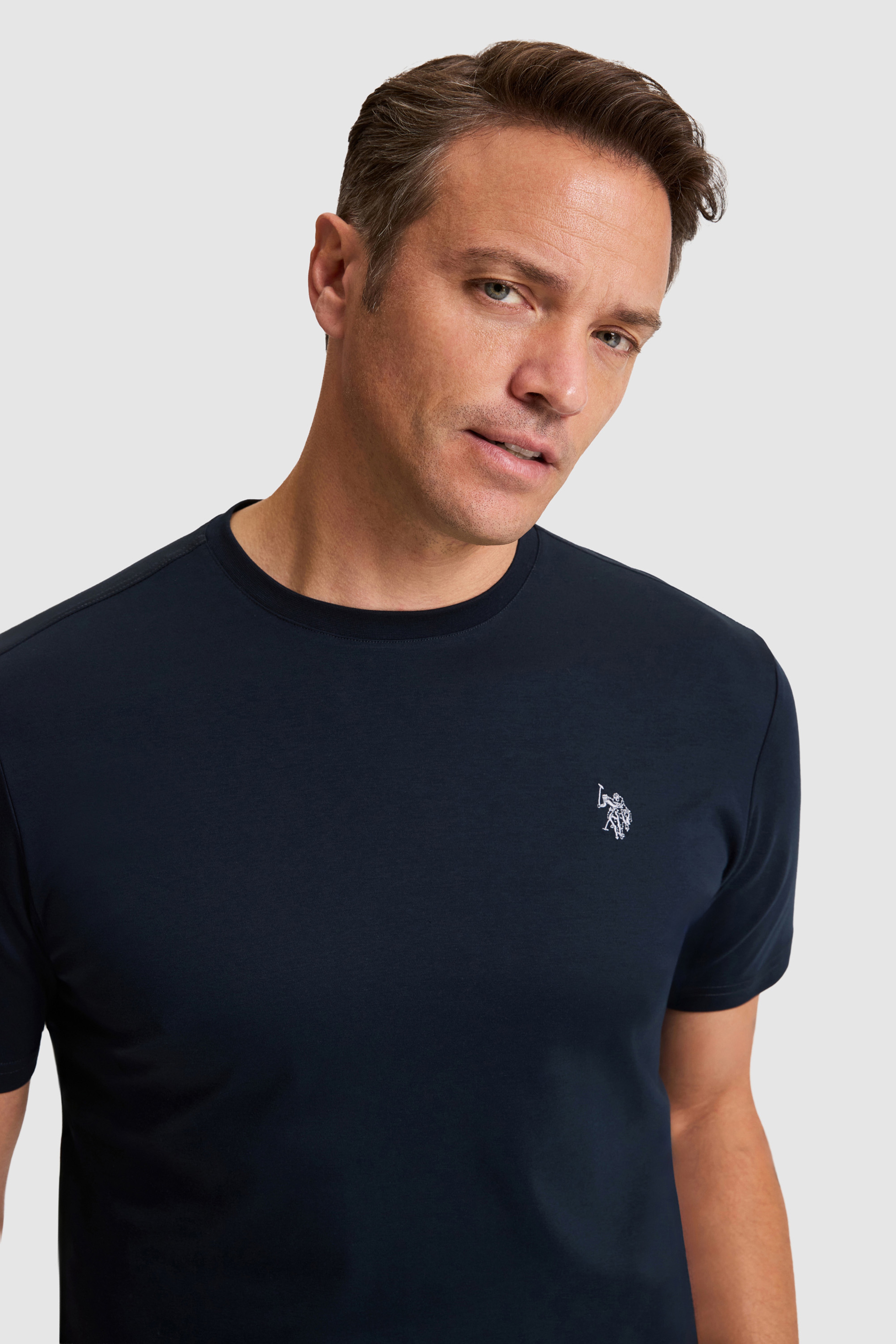 Erkek Koyu Lacivert Regular Fit Bisiklet Yaka Basic Tişört - Image 2