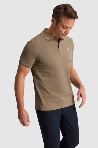 Erkek Haki Regular Fit Polo Yaka Basic Tişört