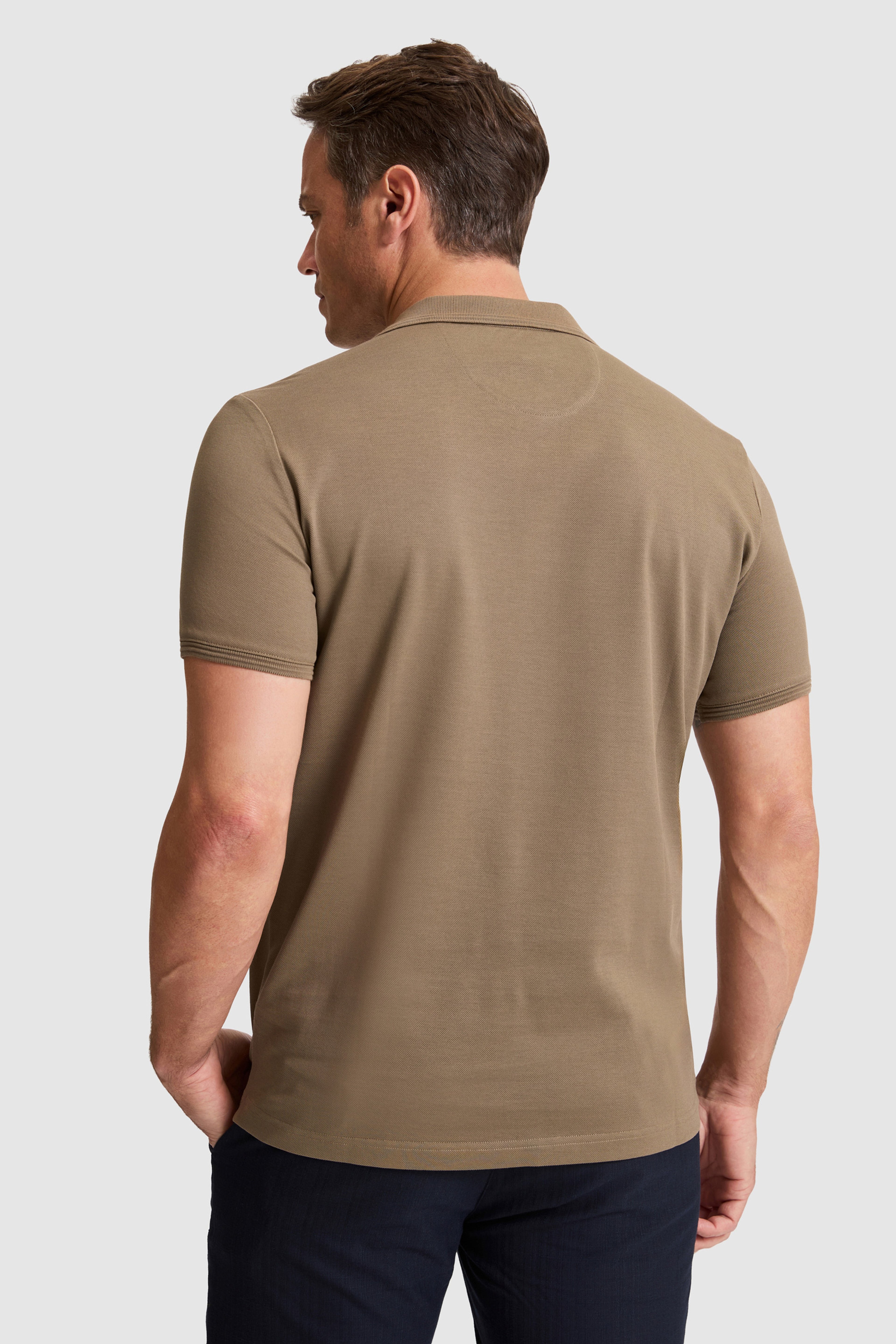 Erkek Haki Regular Fit Polo Yaka Basic Tişört - Image 5