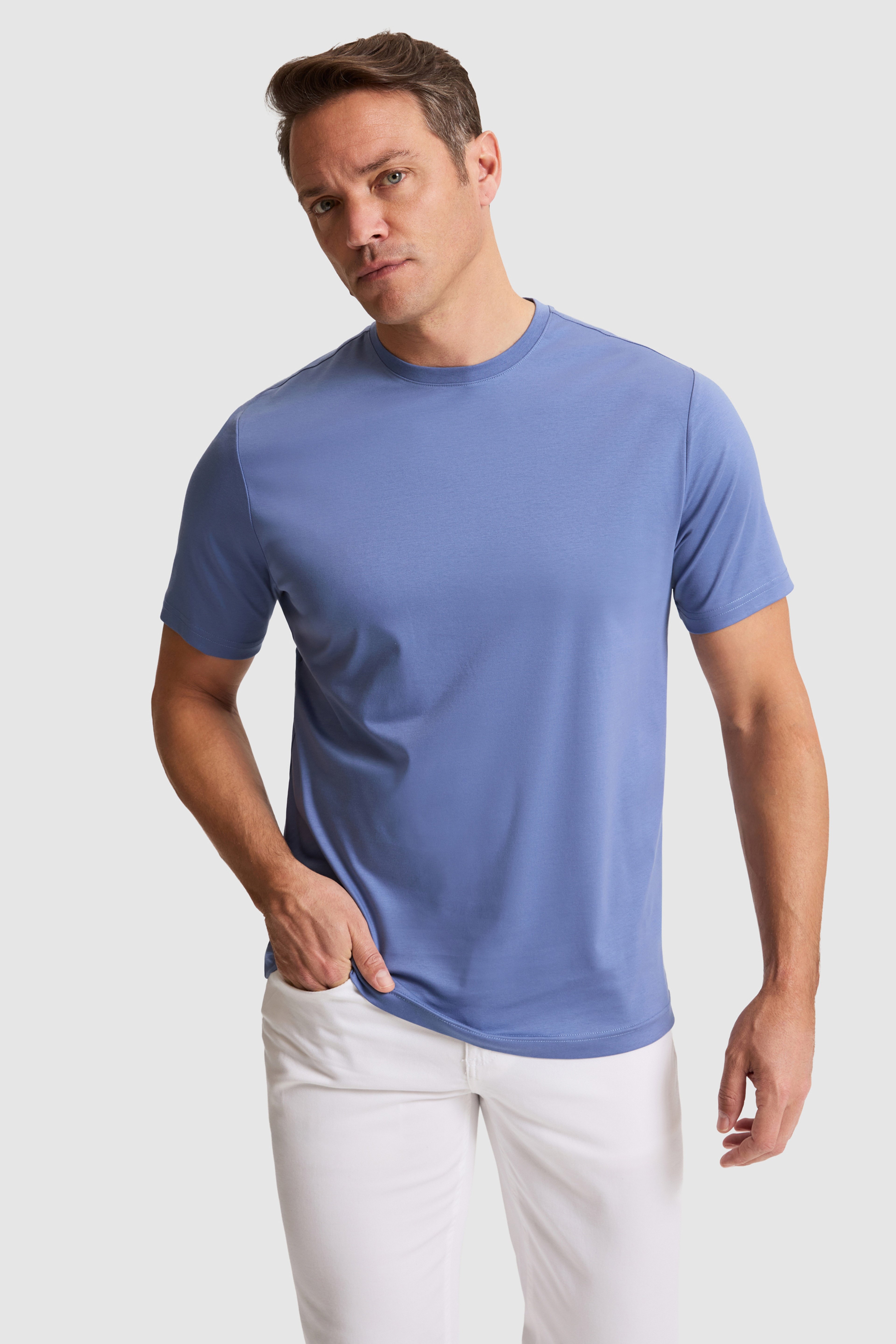 Erkek İndigoRegular Fit Bisiklet Yaka Basic Tişört
