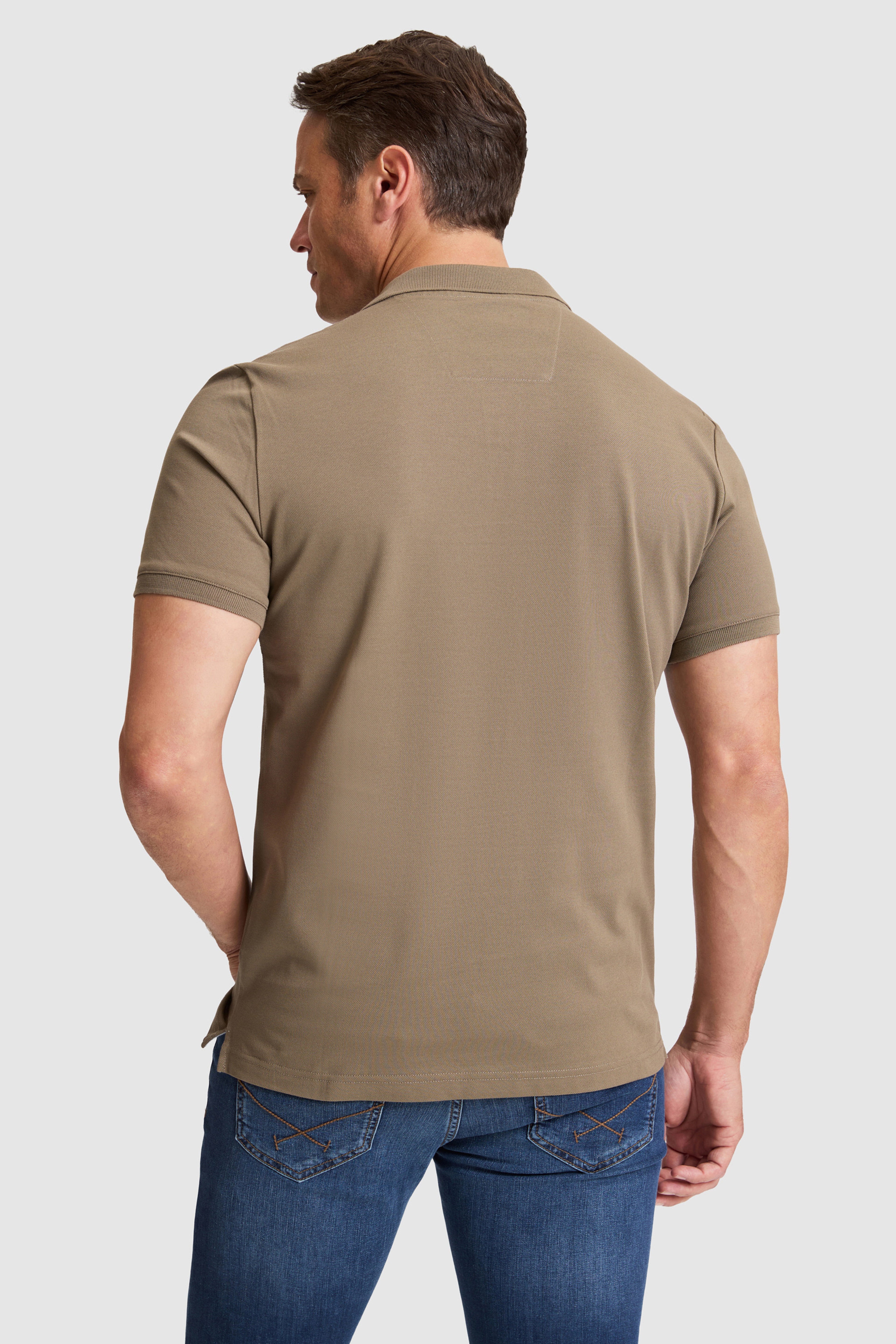 Erkek Haki Regular Fit Polo Yaka Basic Tişört